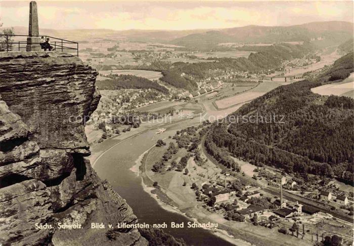 Bad Schandau Saechsische Schweiz Sachsen Lillenstein Elbe Flusstal Felsen Aussic