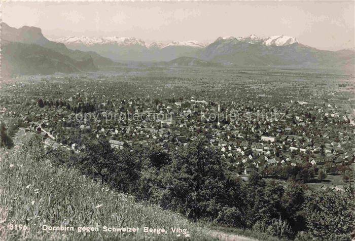 Dornbirn Vorarlberg AT Stadtansicht Schweizer-Berge Alpen Rheintal Wohnhaeuser B