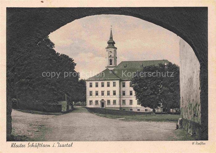 Kloster Schaeftlarn Kloster Isartal Kirchturm Torboegen Einfahrt Baeume
