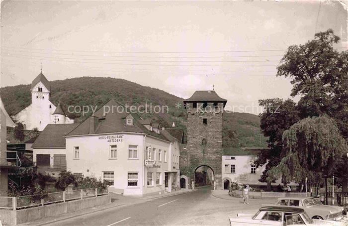 Dausenau Rheinland-Pfalz Hotel-Restaurant-Metzgerei Stadttor Turm Kirche Autos B