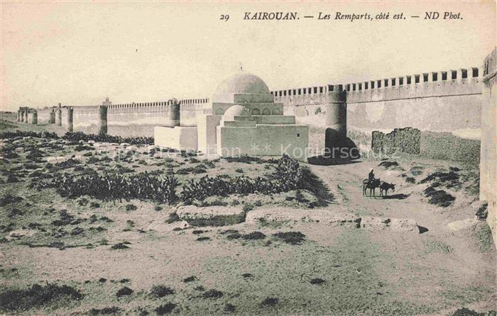 KAIROUAN Qairawan Tunesie Les-Remparts Stadtmauer Kuppel Esel Cote-est Turmzinne