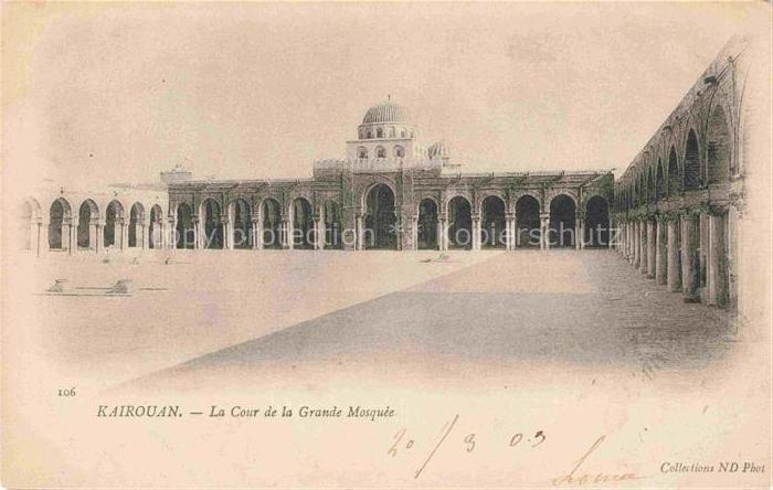 KAIROUAN Qairawan Tunesie La-Cour-de-la-Grande-Mosquee Innenhof Saeulengang Kupp