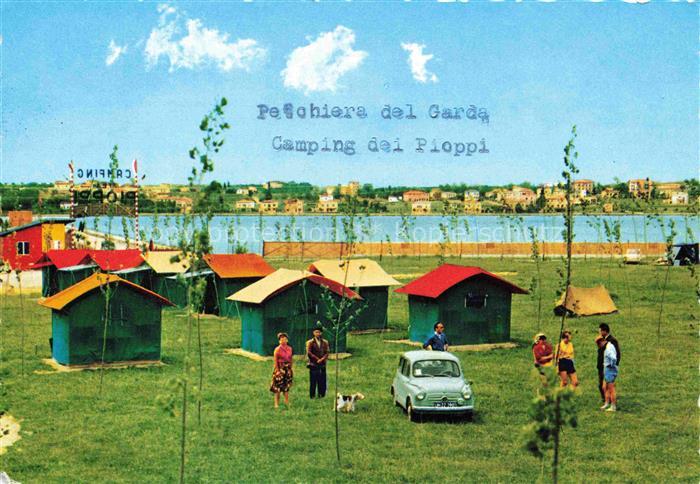 Peschiera del Garda IT Camping Pioppi Lago-di-Garda Zelte Fiat-600 Huetten Seeuf