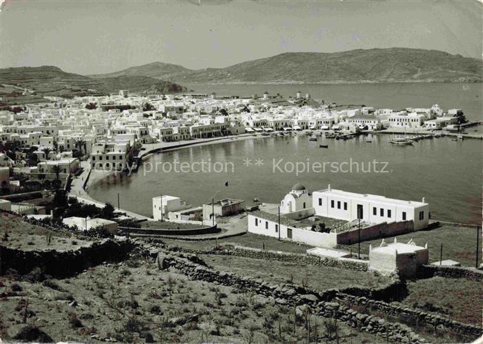 Mykonos Micono Myconos Greece Hafen Bucht Weisshaeuser Kirche Segelboote Insel K