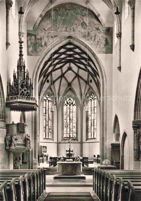Markgroeningen Bartholomaeuskirche Kircheninnenraum Altar Chor Kanzel Fresken Ge