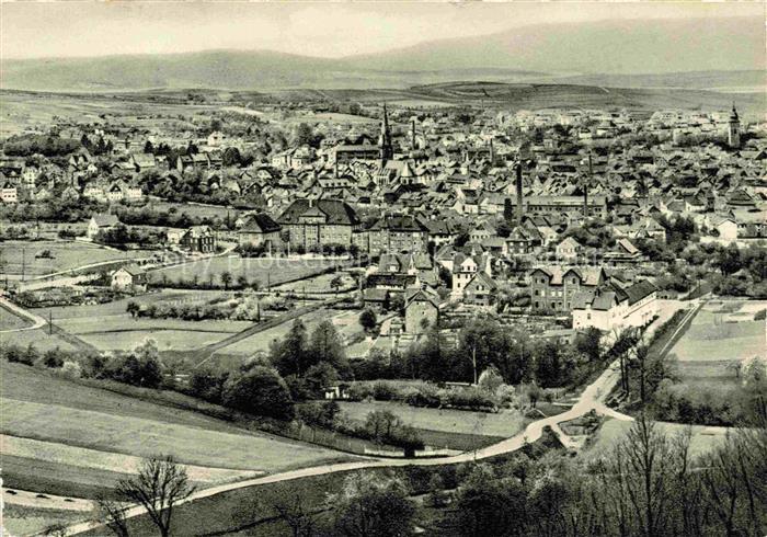 Eschwege Werratal Leuchtberg Stadtpanorama Kirche Felder Huegel