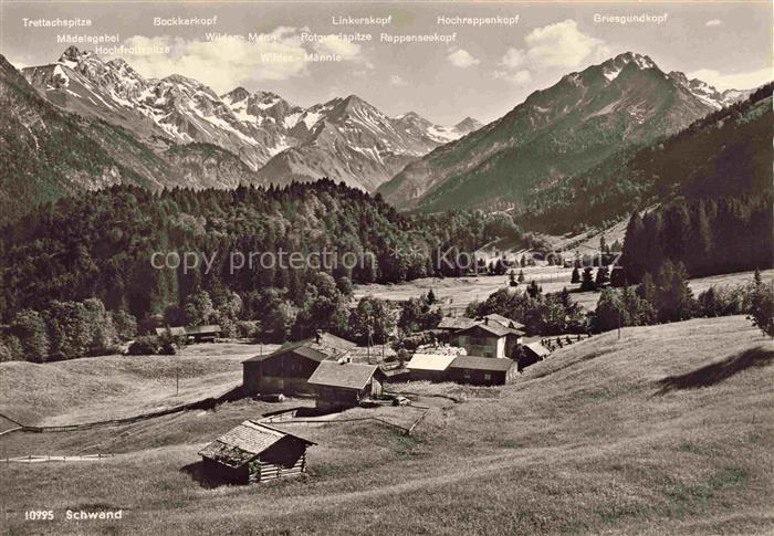 Schwand Oberstdorf Bayern Trettachspitze Maedelegabel Wilder-Maennle Rappenseeko
