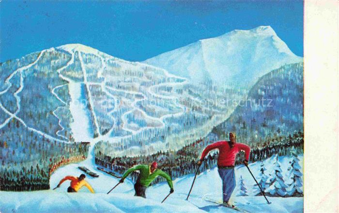 Jay Peak Jay Richford Vermont USA Skipiste Skifahrer Berghang Schnee Wald Bergku
