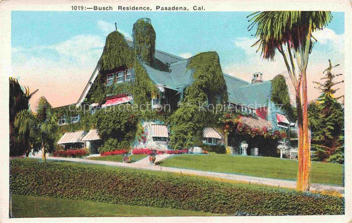 Pasadena California USA Busch-Residence Villa Efeu Palmen Rasen Garten Markisen