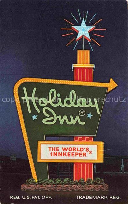York Pennsylvania USA Holiday-Inn Hotelschild Neonschild Nachtaufnahme Great-Sig