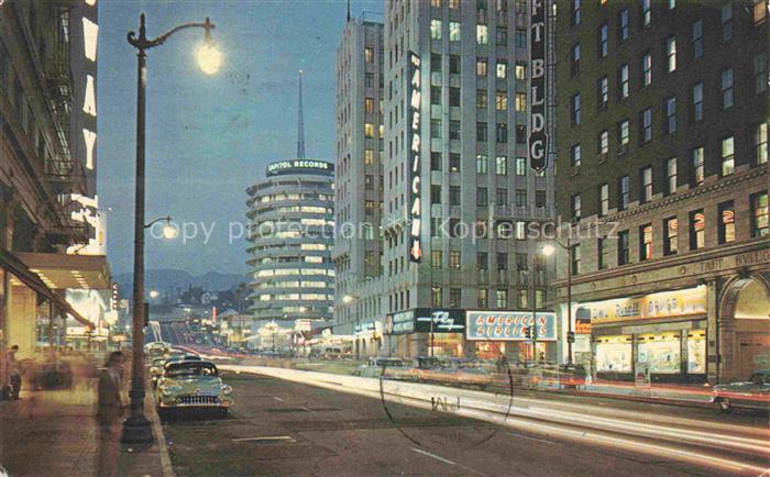 HOLLYWOOD  Los Angeles California USA Hollywood-and-Vine Capitol-Records Nachtau