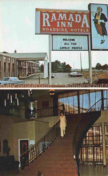 Oxford Alabama USA Ramada-Inn Hotel Schild Innenraum Treppe Autos Motel Intersta