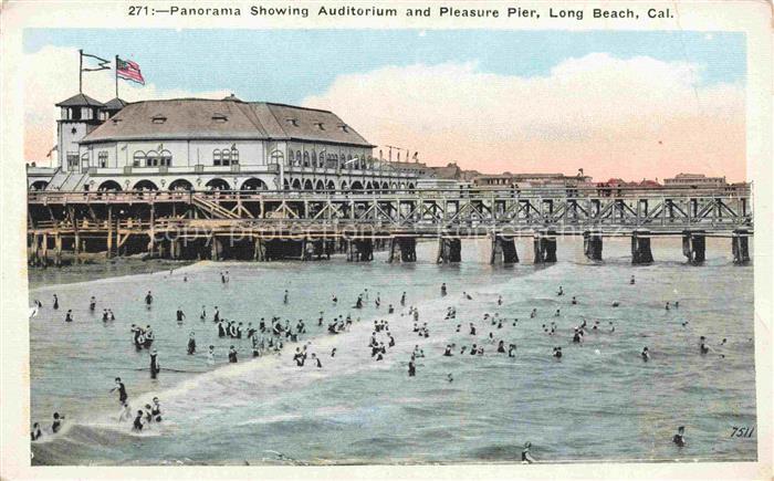 Long Beach California USA Auditorium Pleasure-Pier Strand Badende Meer Pier Geba