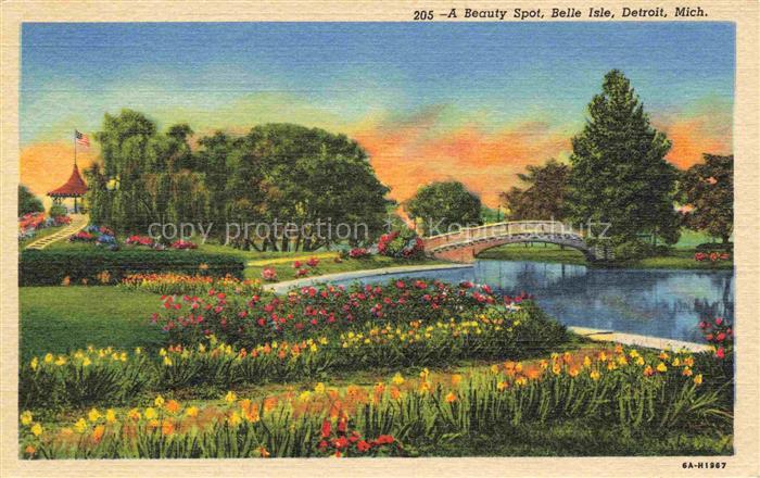 Belle Isle DETROIT Michigan USA Belle-Isle Park Bruecke Blumen Gaerten Pavillon