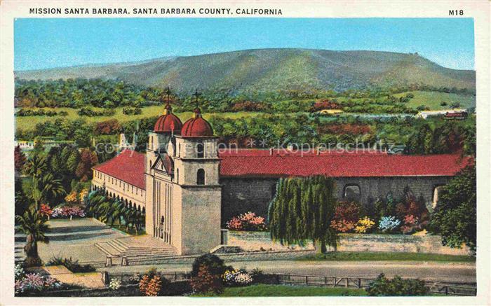 SANTA-BARBARA -by-the-Sea California USA Mission-Santa-Barbara Missionskirche Gl