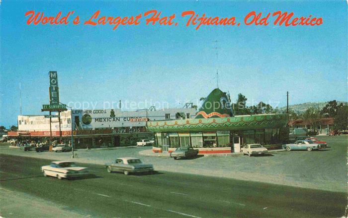 Tijuana Mexico Charro-Hat-Drive-Inn Sombrero Motel Curio-Market Strassenszene Au