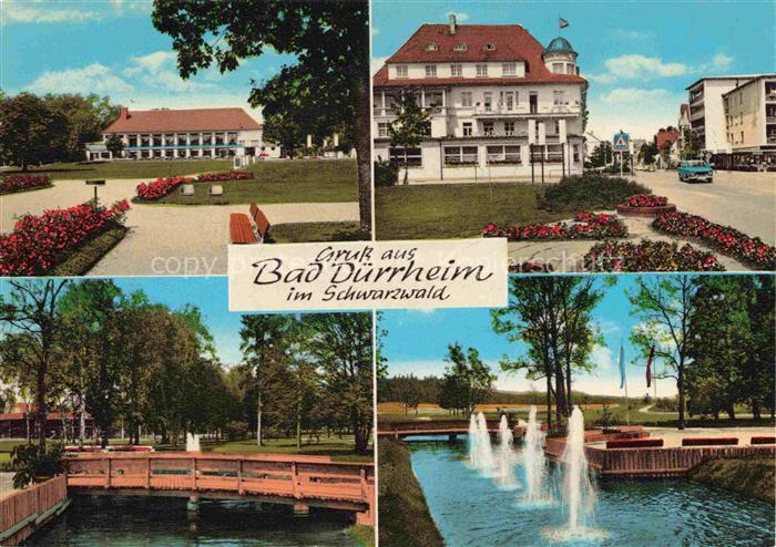 Bad Duerrheim BW Kurhaus Solbad Brunnen Park Bruecke Fontaene Blumenbeete