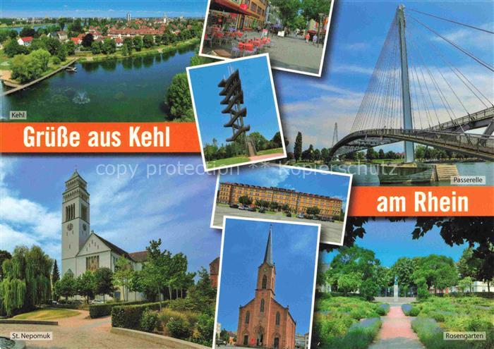 Kehl  Rhein Baden BW Rhein Passerelle St-Nepomuk Rosengarten Skulptur Friedenski
