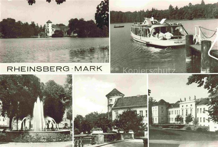 Rheinsberg Brandenburg See Schloss Motorschiff-Prenelow Springbrunnen Stadtgebae