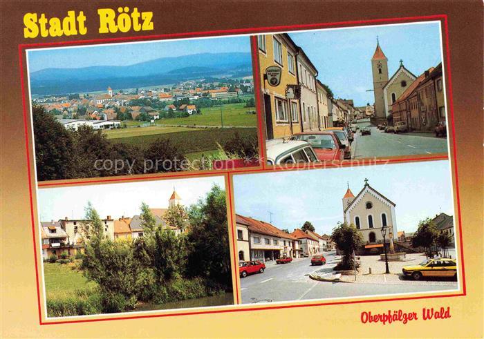 Roetz Oberpfalz Bayerischer Wald Cham Bayern Panorama Kirchturm Marktplatz Stras