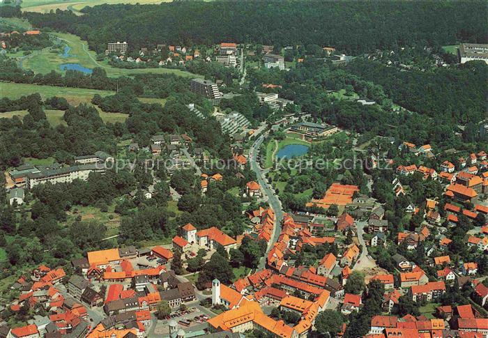 Bad Gandersheim Fliegeraufnahme Kirche Altstadt Kurgebaeude Wald Teich Kurort