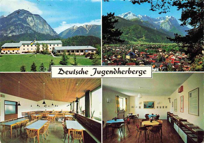 GARMISCH-PARTENKIRCHEN Bayern Jugendherberge Bergpanorama Dorfansicht Speiseraum