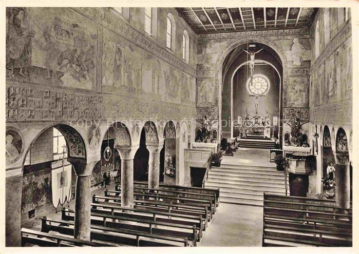 Oberzell Reichenau St-Georg Kircheninneres Wandgemaelde Altar Kirchenschiff Apsi