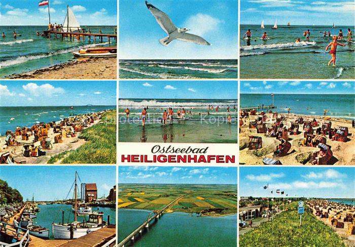 Heiligenhafen Ostseebad Schleswig-Holstein Steg Moewe Badestrand Strandkoerbe Ha