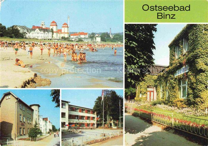 BINZ Ruegen Strand Kurhaus Badegaeste Wohnhaeuser Efeuhaus Ostseebad