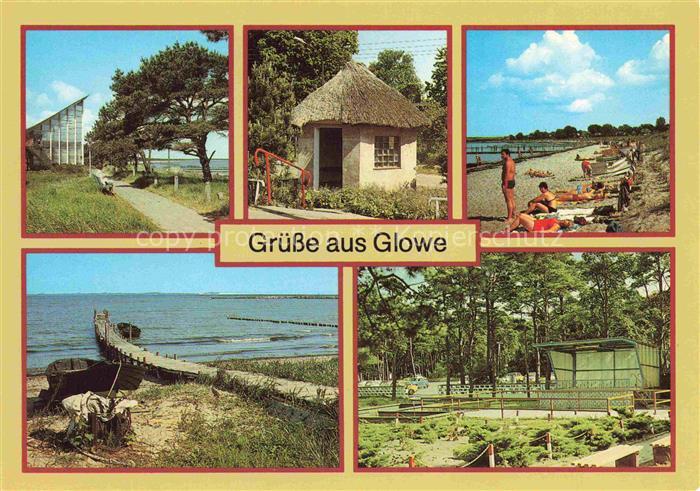Glowe RueGEN Gaststaette-Ostseeperle Wartehaeuschen Strand Fischereianliegestell