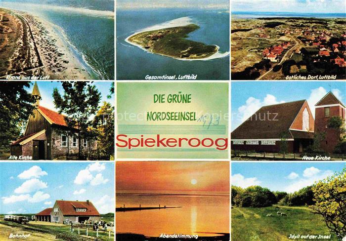Spiekeroog Nordseeinsel Niedersachsen Strand-aus-der-Luft Gesamtinsel-Luftbild A