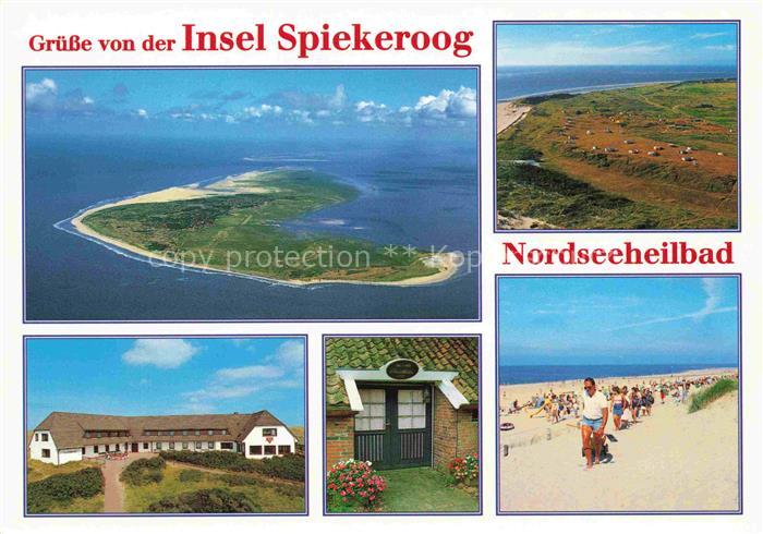 Spiekeroog Nordseeinsel Niedersachsen Gesamtinsel-Luftbild Duenen Strand Badegae