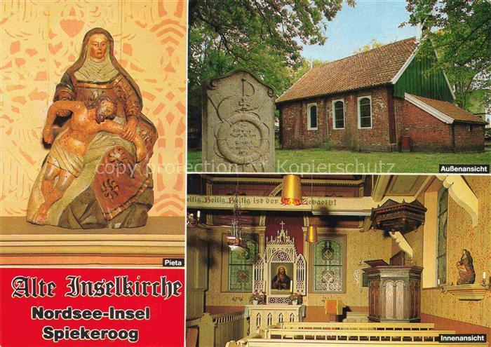 Spiekeroog Nordseeinsel Niedersachsen Alte-Inselkirche Pieta Aussenansicht Innen