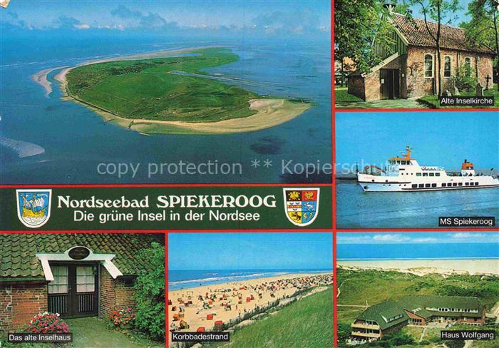 Spiekeroog Nordseeinsel Niedersachsen Luftbild Alte-Inselkirche MS-Spiekeroog Al