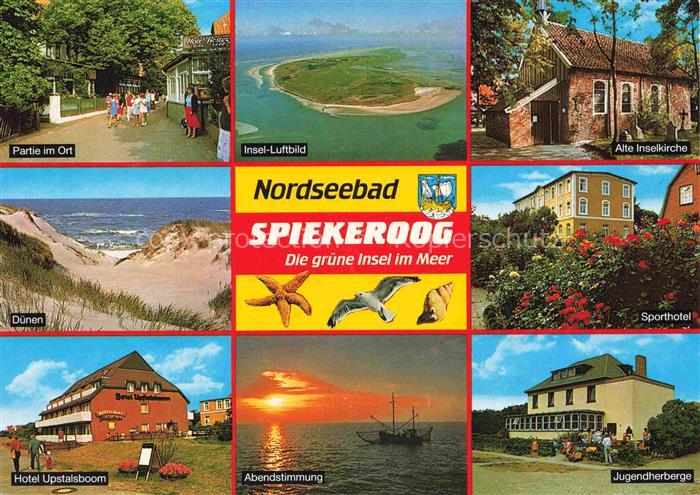 Spiekeroog Nordseeinsel Niedersachsen Partie-im-Ort Insel-Luftbild Alte-Inselkir