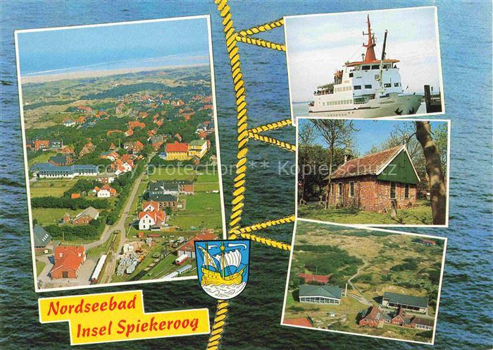 Spiekeroog Nordseeinsel Niedersachsen Luftbild Ortsansicht Faehre Alte-Inselkirc