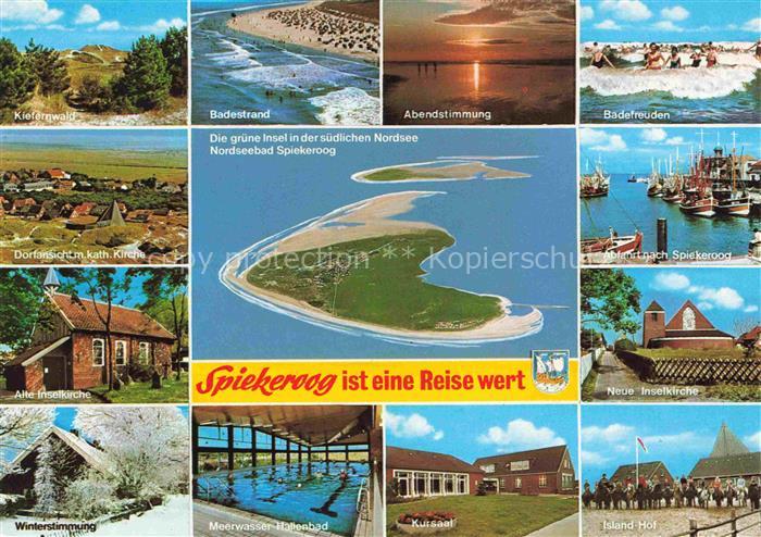 Spiekeroog Nordseeinsel Niedersachsen Badestrand Kiefernwald Abendstimmung Insel