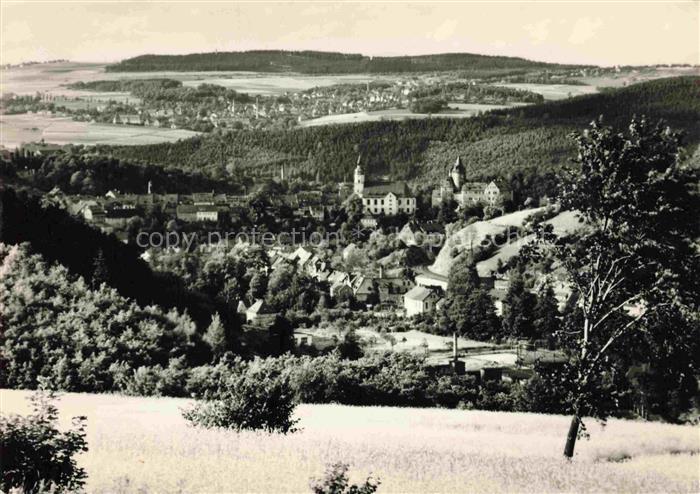 Schwarzenberg Erzgebirge Sachsen Erzgebirge Kirche Schloss Stadtpanorama Huegel