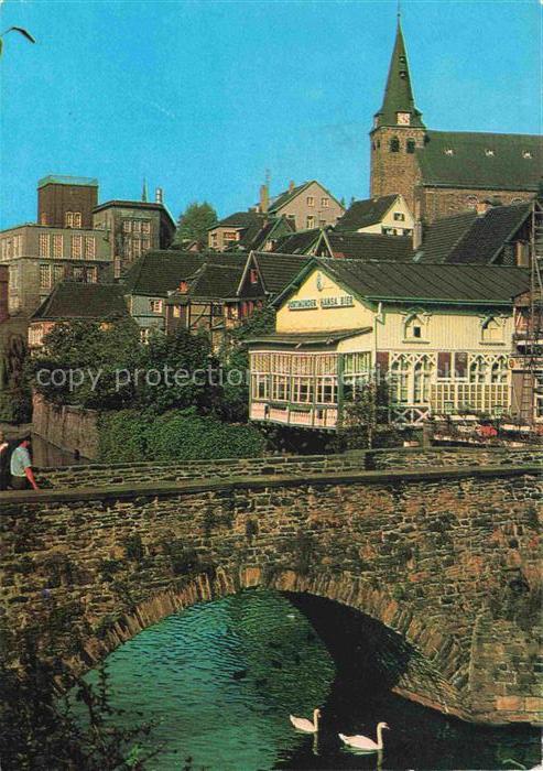 Kettwig Alt-Kettwig Bruecke Schwaene Kirche Fachwerkhaus Fluss Gaststaette Dortm