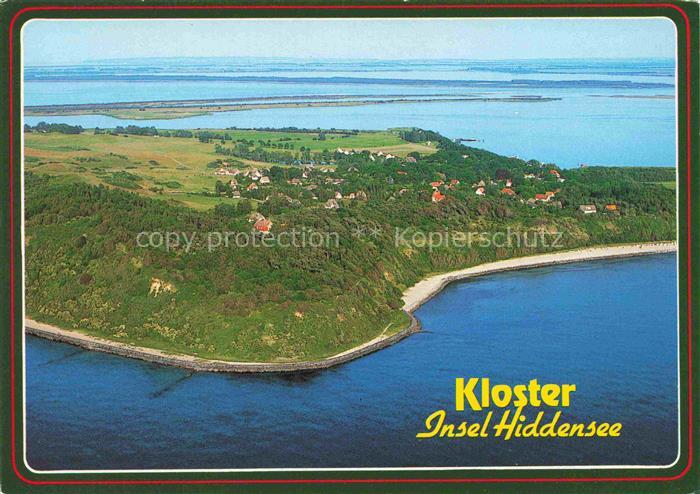 Kloster Hiddensee Fliegeraufnahme Kueste Strand Ostsee Wald Haeuser Halbinsel Os
