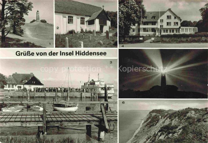 Kloster Hiddensee Leuchtturm Seemanskirche Hafen Faehre FDGB-Erholungsheim Steil