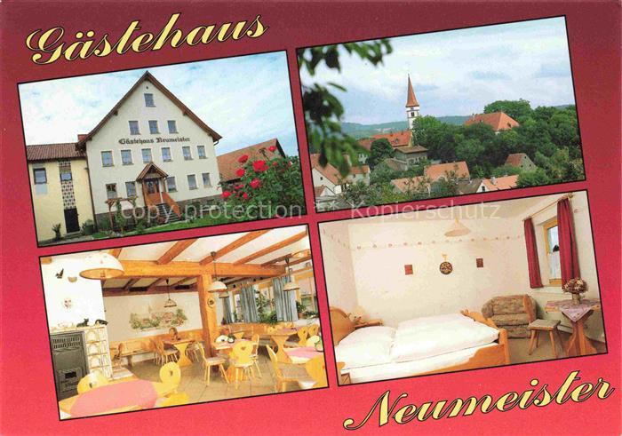 Ippesheim Franken Bayern Gaestehaus-Neumeister Kirchturm Dorfansicht Fruehstueck