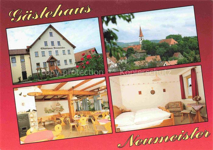 Ippesheim Franken Bayern Gaestehaus-Neumeister Kirchturm Dorfansicht Fruehstueck