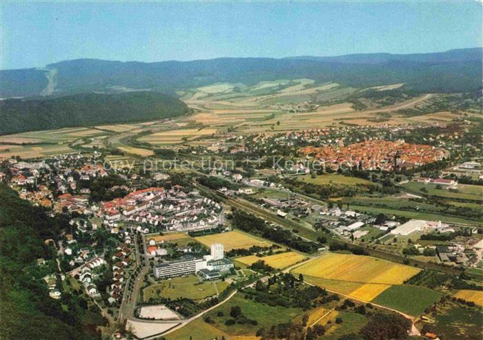 BAD SOODEN-ALLENDORF Fliegeraufnahme Talblick Stadtansicht Felder Bergkuppen Flu