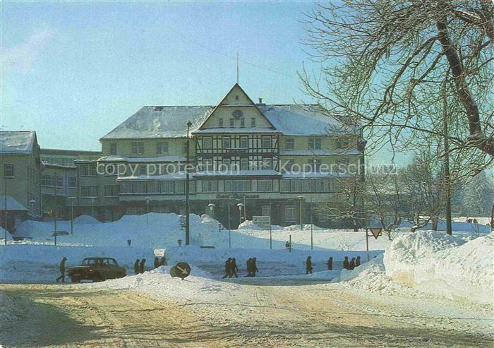 Oberhof Thueringen Hotel-Ernst-Thaelmann Winterlandschaft Schnee Fachwerkhaus Pa