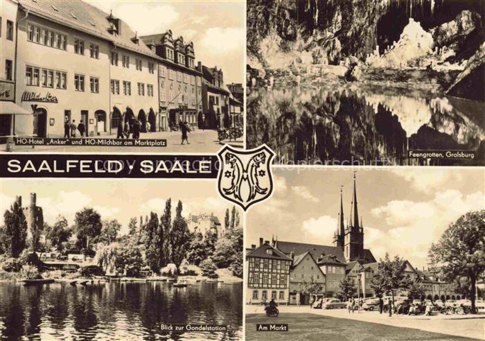 Saalfeld Saale Thueringen Marktplatz HO-Hotel-Anker HO-Milchbar Feengrotten Gond