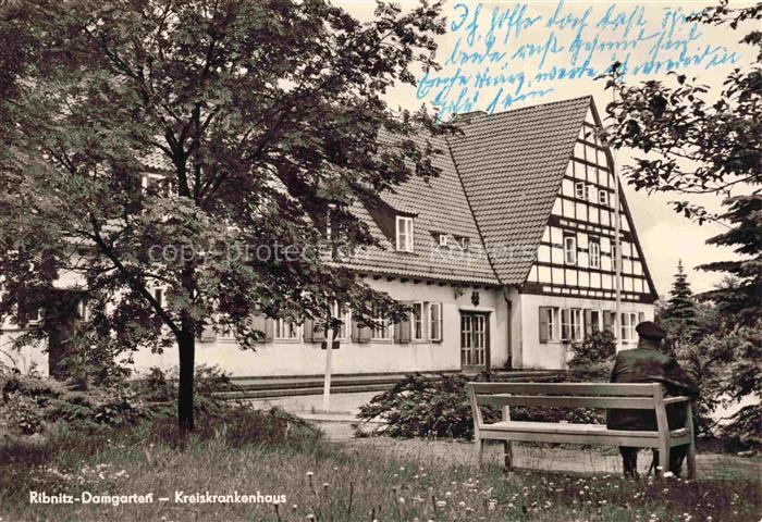 Ribnitz-Damgarten Ostseebad Kreiskrankenhaus Fachwerkhaus Parkbank Baeume Garten