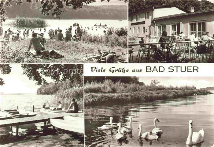 Bad Stuer Mueritz Mecklenburg-Vorpommern Plauer-See Strand Badegaeste Bootsanleg