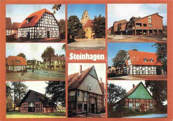 Steinhagen Westfalen Bielefeld NRW Fachwerkhaus Kirche Marktplatz Geschaefte Bru