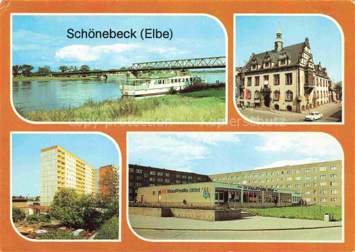 Gruenwalde Elbe Schoenebeck Ernst-Thaelmann-Bruecke Rathaus Moskauer-Strasse Kau